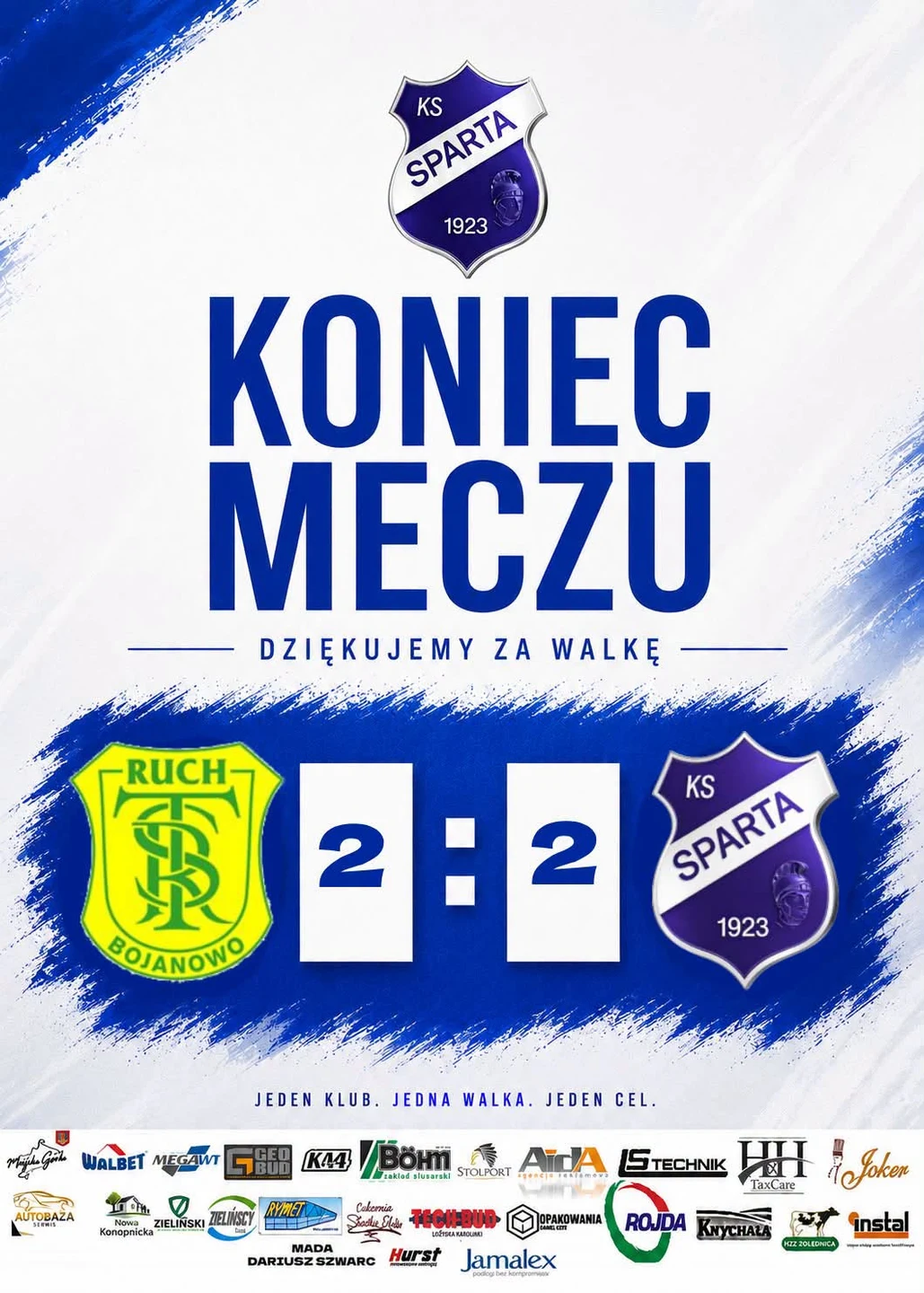 Sparta Miejska Górka zremisowała 2:2 w drugim sparingu