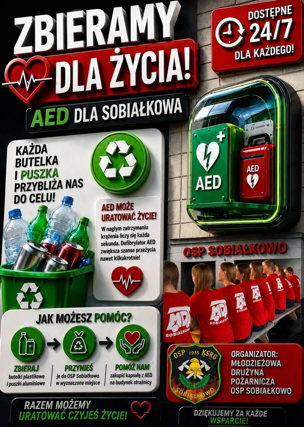 Pojemnik na butelki, nie na baterie – ważny apel OSP Sobiałkowo