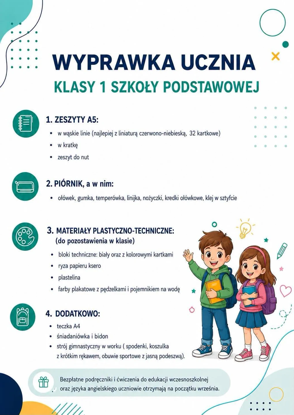 Wyprawka dla pierwszoklasistów – lista już dostępna