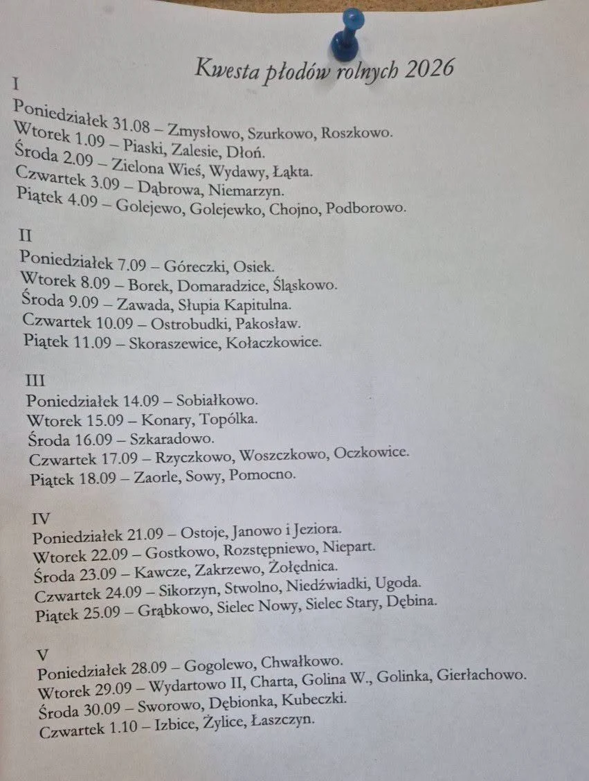 Sobiałkowo: zbiórka płodów rolnych dla Franciszkanów