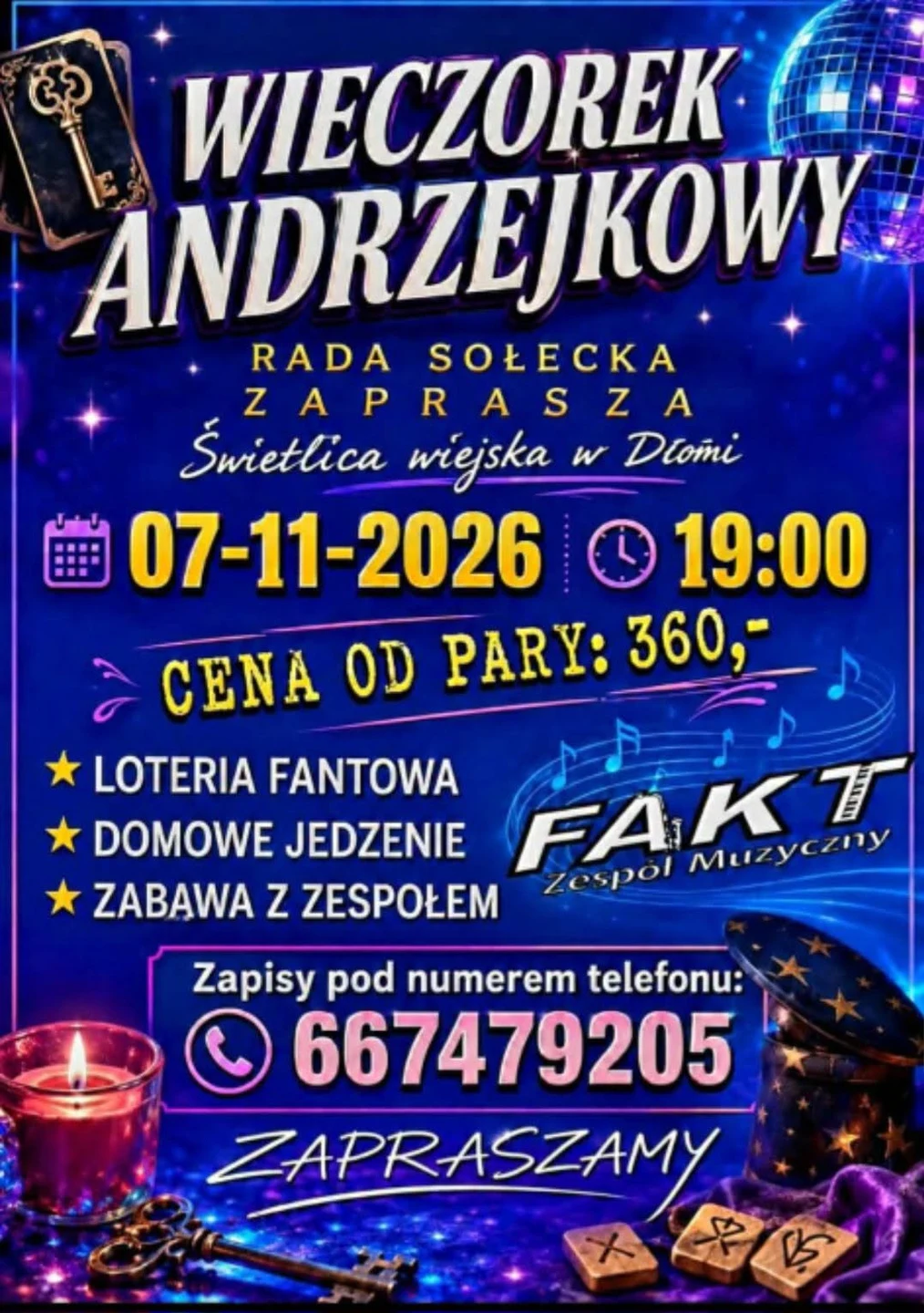 Wolne miejsca na Wieczorek Andrzejkowy – zapraszamy chętnych