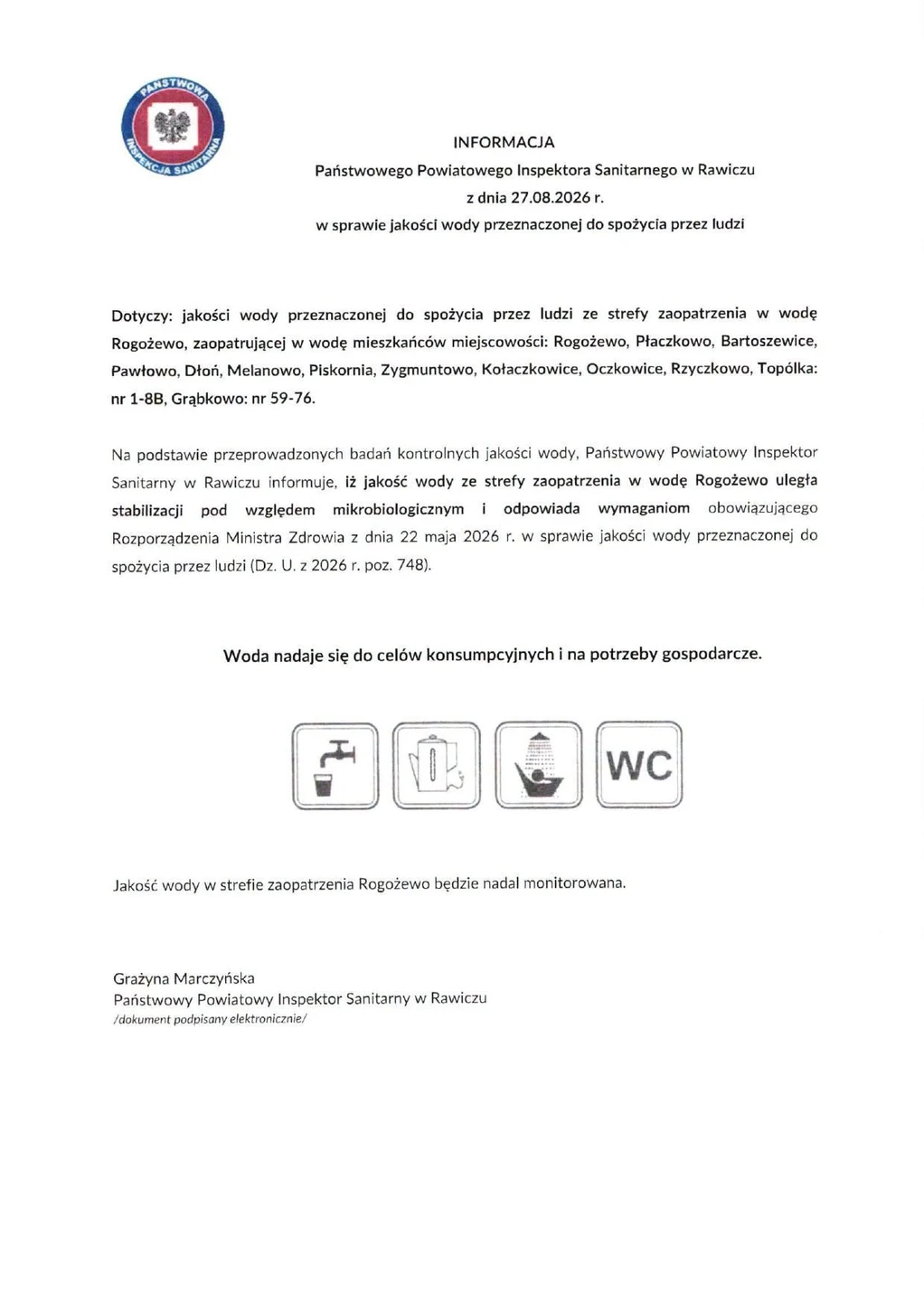 Woda jest już bezpieczna!
