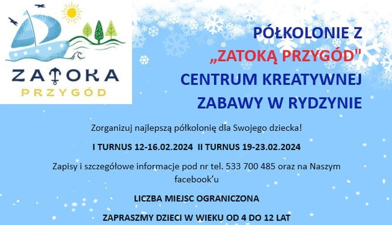 Ferie zimowe z Zatoką Przygód Centrum Kreatywnej Zabawy