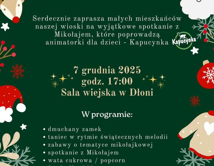 Mikołajkowa zabawa w Dłoni. KGW zaprasza najmłodszych na wyjątkowe spotkanie