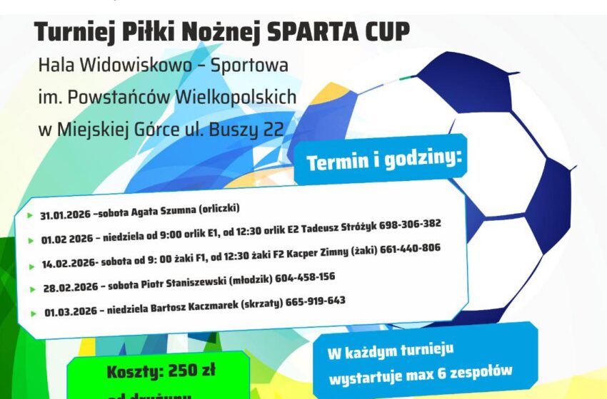  Sparta Cup 2026. Zimowy cykl turniejów piłkarskich w Miejskiej Górce